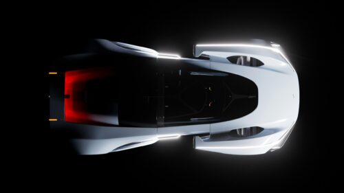 Futuristic White Concept Sports Car Top Down View 4K Wallpaper