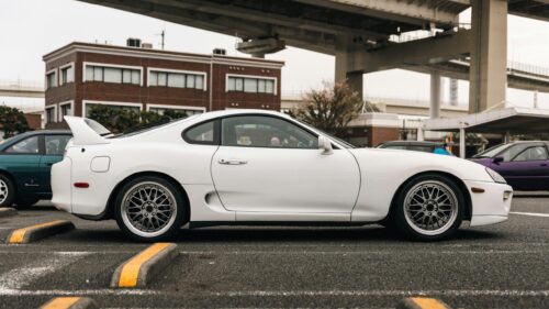 White Toyota Supra JDM Sports Car Parking Lot Desktop Wallpaper