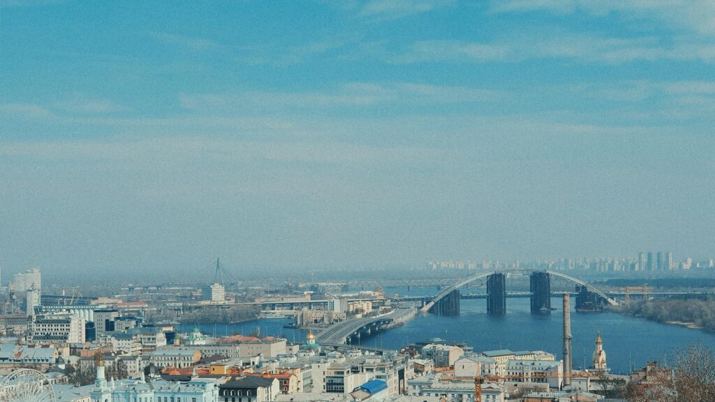 Kyiv Cityscape over the Dnieper River 4K Wallpaper