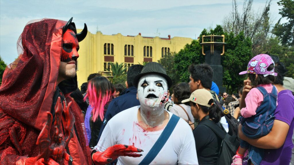 Costumed Characters at Outdoor Festival 4K Desktop Wallpaper