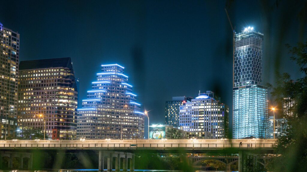 Austin Texas Skyline at Night with The Waterline Building 4K Wallpaper