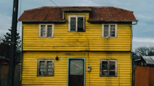 Rustic Yellow Wooden House Architecture Desktop Wallpaper