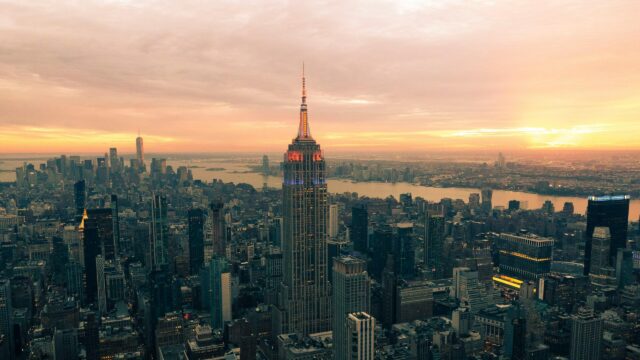 Empire State Building Skyline at Sunset 4K Desktop Wallpaper