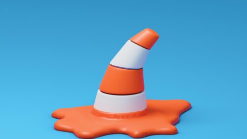 Melting Orange and White Traffic Cone Minimalist 4K Wallpaper
