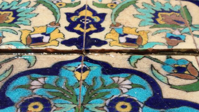 Intricate Persian Floral Tile Art Ceramic Background Desktop Wallpaper