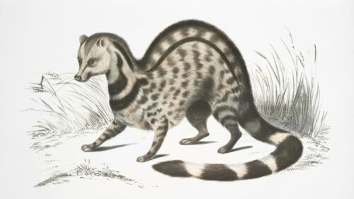 Vintage Civet Cat Scientific Illustration Art Desktop Wallpaper