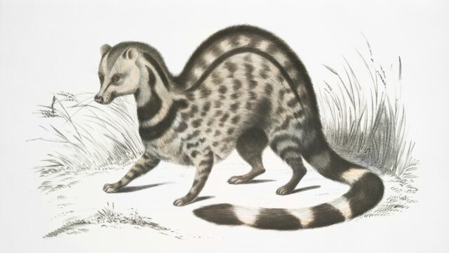 Vintage Civet Cat Scientific Illustration Art Desktop Wallpaper
