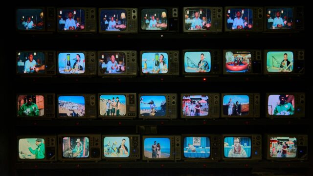 Vintage TV Wall Montage Retro Aesthetic 4K Desktop Wallpaper