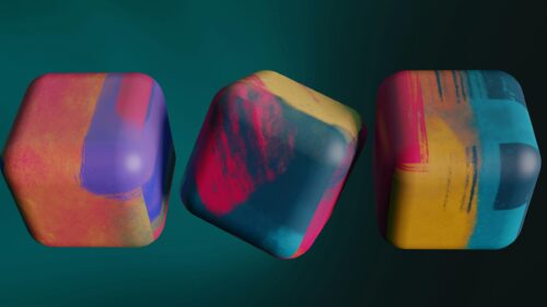 Abstract Colorful Painted Cubes Digital Art Desktop Wallpaper