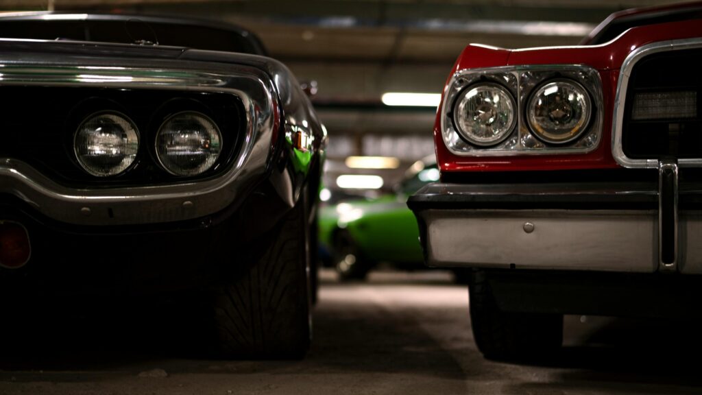 Classic American Muscle Cars Front View 4K Desktop Wallpaper