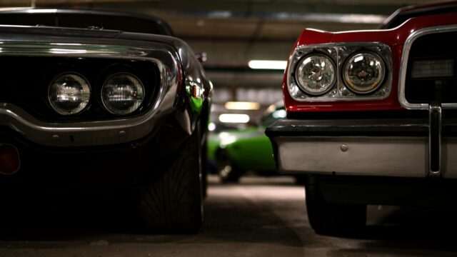 Classic American Muscle Cars Front View 4K Desktop Wallpaper