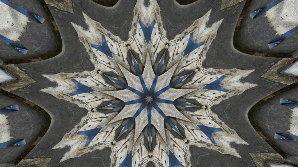 Abstract Starburst Geometric Fractal Art Blue and Grey Desktop Wallpaper