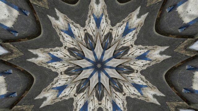 Abstract Starburst Geometric Fractal Art Blue and Grey Desktop Wallpaper