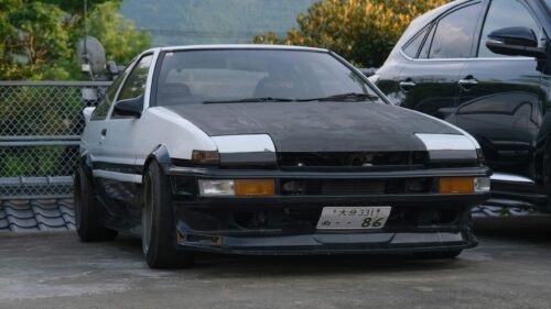 Iconic Panda Trueno AE86 JDM Drift Car Front View 4K Wallpaper