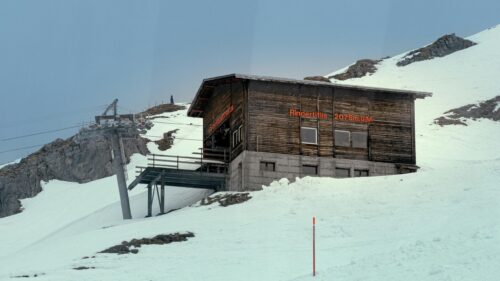 Rustic Ski Lift Station at Rindertilis Snowy Peak Desktop Wallpaper