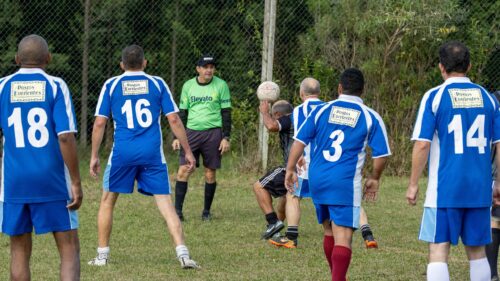 Amateur Soccer Match Action Blue Team Players Desktop Wallpaper