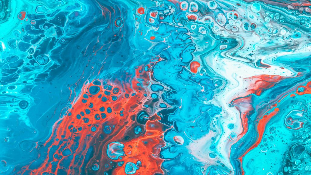 Vibrant Blue and Orange Abstract Fluid Art 4K Desktop Wallpaper