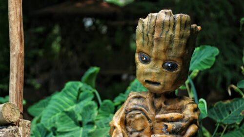 Baby Groot Garden Statue Nature Fantasy 4K Wallpaper