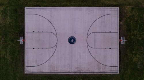 Aerial View of Minnesota Timberwolves Basketball Court 4K Wallpaper
