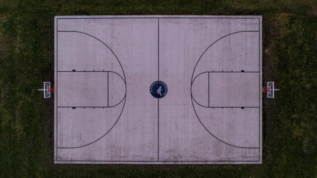Aerial View of Minnesota Timberwolves Basketball Court 4K Wallpaper