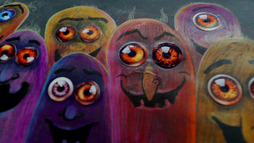Funny Cartoon Monsters With Realistic Eyes Desktop Wallpaper