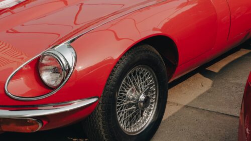 Classic Vintage Jaguar E-Type Red Sports Car 4K Wallpaper