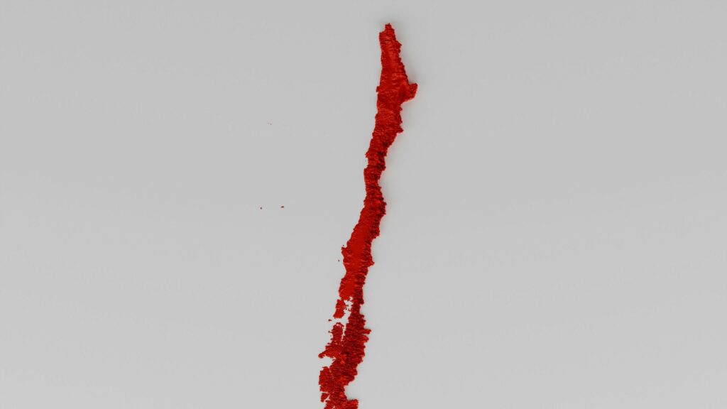 Minimalist 3D Red Map of Chile Abstract Artistic Desktop Wallpaper
