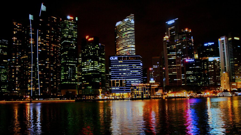 Stunning Singapore Skyline at Night Cityscape 4K Desktop Wallpaper
