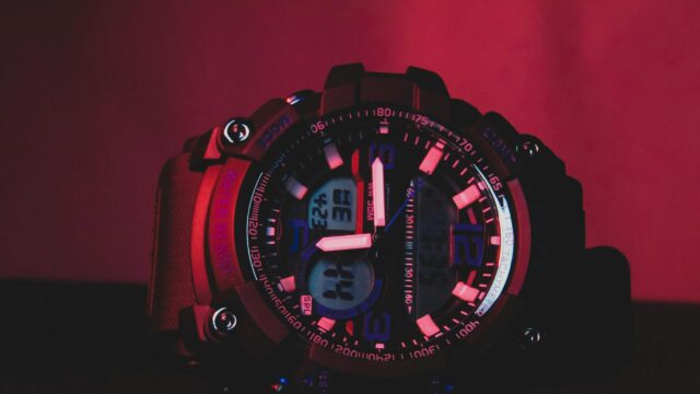 Dramatic Red Digital Sports Watch Close-up 4K Desktop Wallpaper