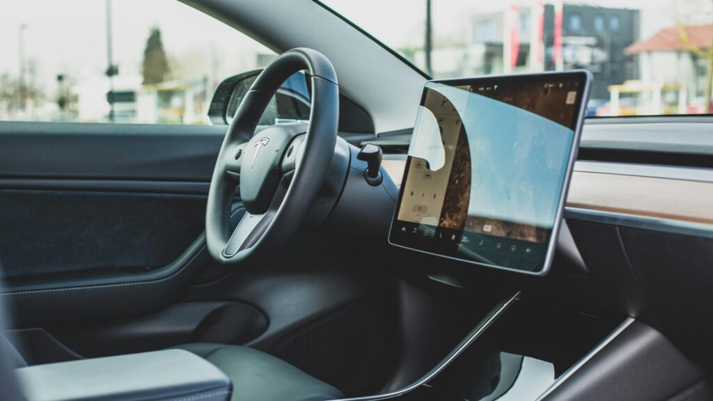 Minimalist Tesla Interior Cockpit Design 4K Desktop Wallpaper
