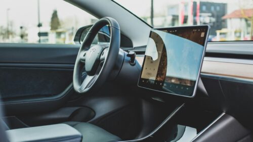 Minimalist Tesla Interior Cockpit Design 4K Desktop Wallpaper