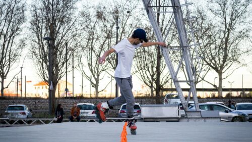 Professional Rollerblader Slalom Practice in the Park 4K Wallpaper