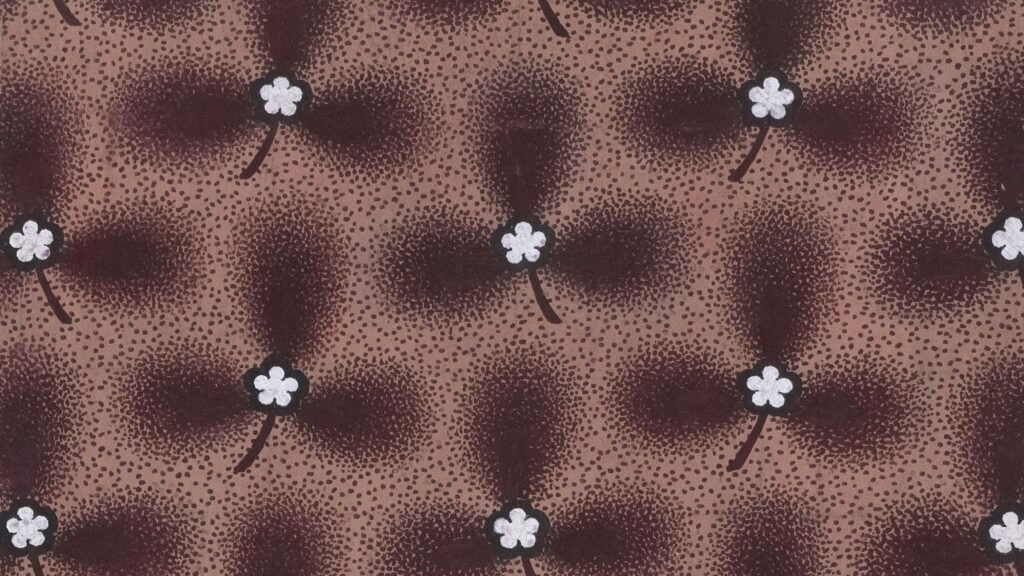 Minimalist Brown Floral Pattern with White Flowers Desktop Wallpaper