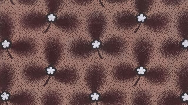 Minimalist Brown Floral Pattern with White Flowers Desktop Wallpaper