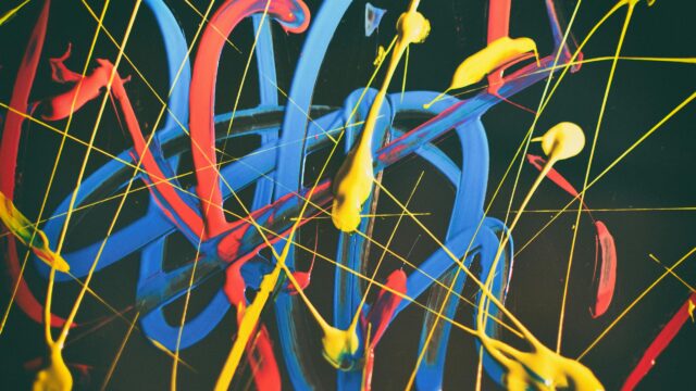 Vibrant Abstract Splatter Art Neon Paint 4K Wallpaper