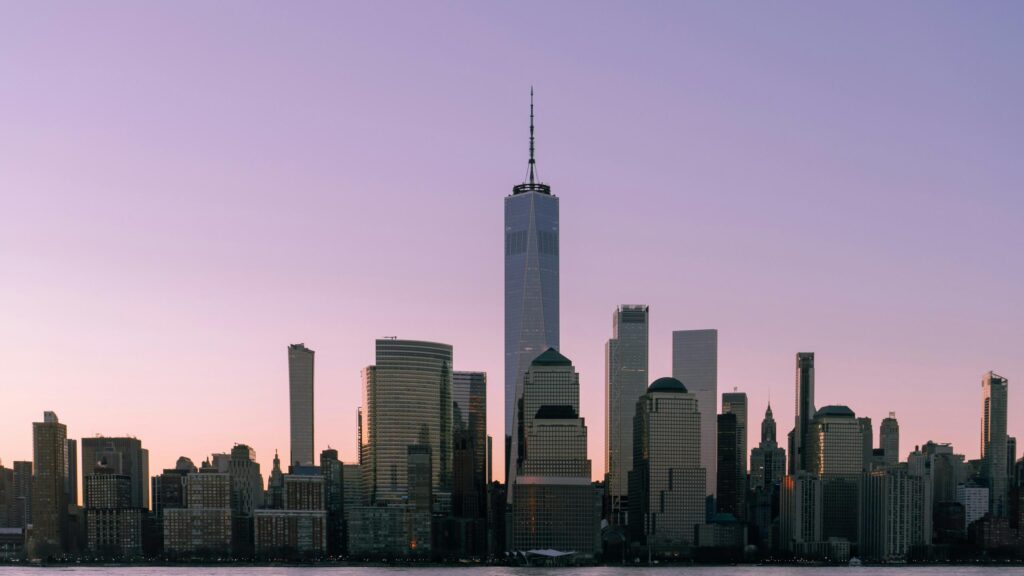 One World Trade Center Sunset Skyline Manhattan 4K Desktop Wallpaper