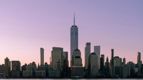 One World Trade Center Sunset Skyline Manhattan 4K Desktop Wallpaper