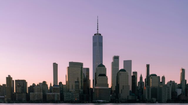One World Trade Center Sunset Skyline Manhattan 4K Desktop Wallpaper