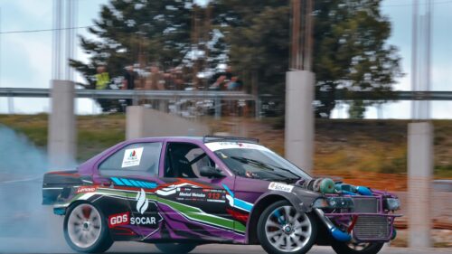 Purple Drifting BMW E36 Racing Car 4K Wallpaper