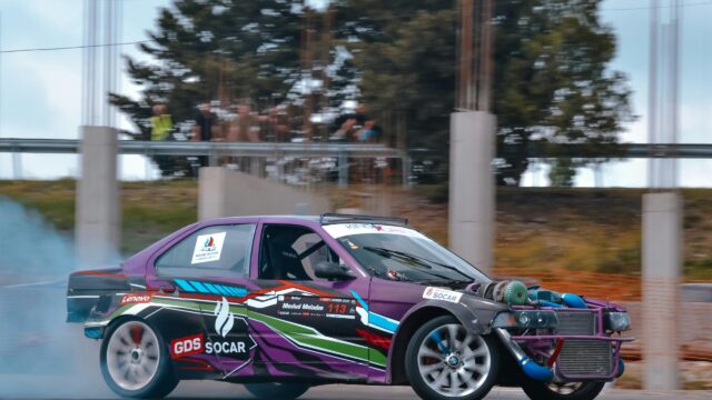 Purple Drifting BMW E36 Racing Car 4K Wallpaper
