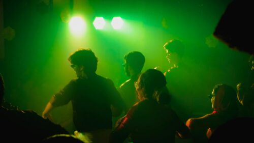 Exciting Nightclub Dance Party Silhouette Green Aesthetic 4K Wallpaper