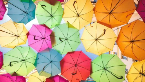 Vibrant Colorful Umbrella Canopy Aerial View 4K Wallpaper