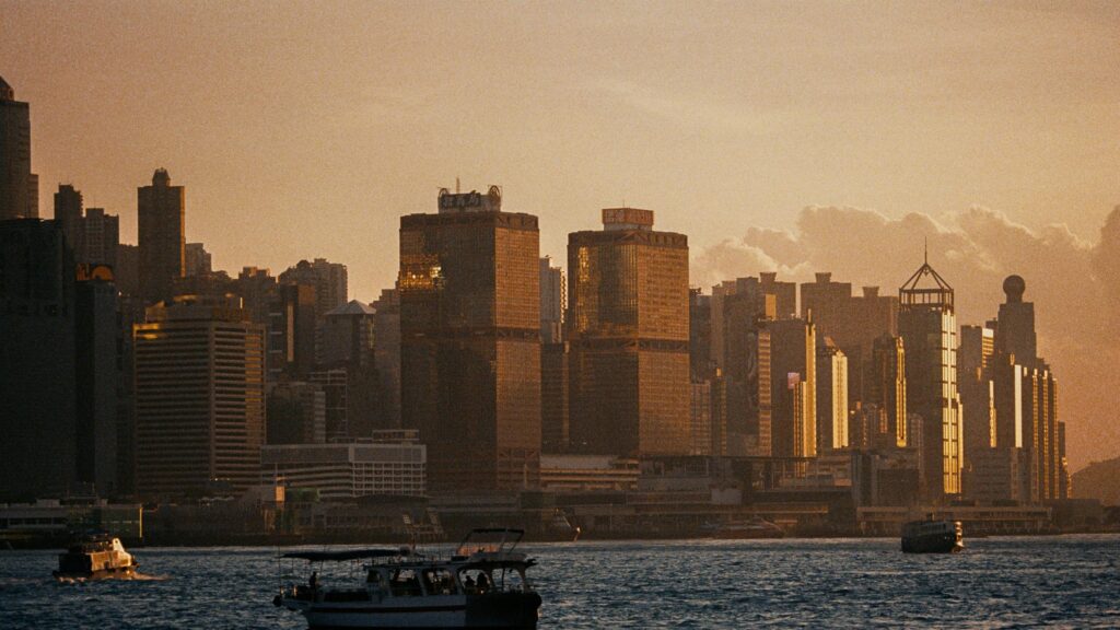 Golden Hour Sunset Over Hong Kong Skyline Desktop Wallpaper