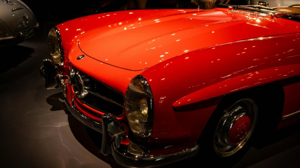 Iconic Vintage Mercedes-Benz 300 SL Roadster Red Sports Car Desktop Wallpaper