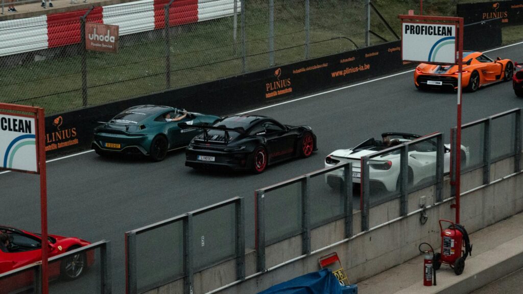 Supercar Track Day Lineup at Spa-Francorchamps Desktop Wallpaper