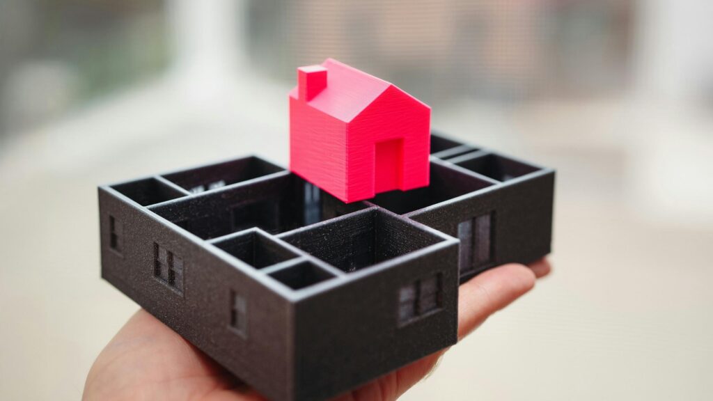 Minimalist 3D Printed House Architectural Model 4K Desktop Wallpaper