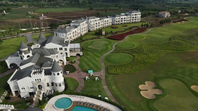 Luxury European Style Golf Resort Aerial View 4K Wallpaper