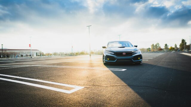 Honda Civic Type R Sport Sedan Sunset Parking Lot 4K Wallpaper