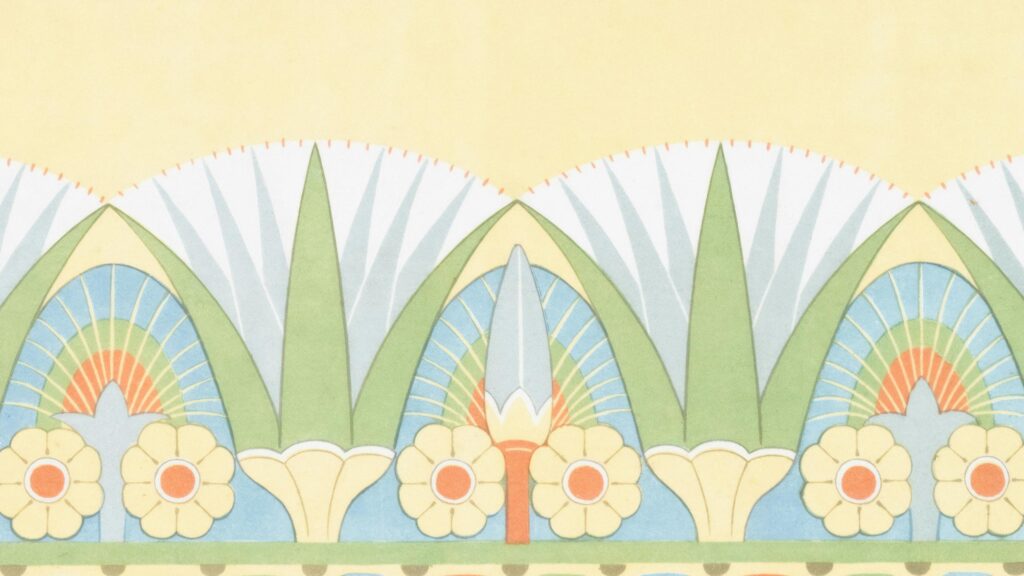 Art Deco Floral Egyptian Revival Pattern 4K Desktop Wallpaper