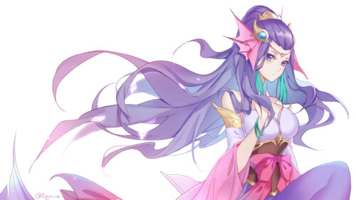 Beautiful Anime Mermaid Princess with Purple Hair Fantasy Art 4K Wallpaper
